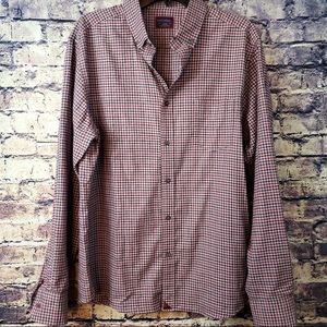 UNTUCKit Vin De Garde Red Brown Gray Check Cotton Button Up Shirt Size L